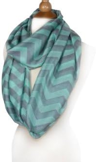 Chevron Fashion Infinity Scarf Loop Style Multi Color Women Girl's Shawl Wrap (PASTELE BLUE-GRAY)