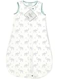 SwaddleDesigns zzZipMe Sack with 2-Way Zipper, Cotton Flannel Wearable Blanket, Elephant & Chickies in SeaCrystal 6-12 months