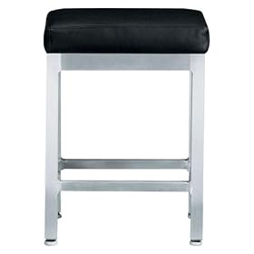 Marta Counter Backless Stool Black Leather Aluminum by Home Decorators Collection