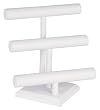 KCF 49132 Jewelry T-Bar Display for Necklace and Bracelets, 3-Tier, White Leatherette, 12 3/4 Inches High