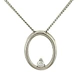 Round Diamond Oval Pendant on 18 Curb Chain .04cttw