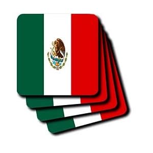 Mexican Flag - Set Of 8 Ceramic Tile Coasters by