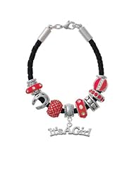 Large "Its a Girl" on a Red Love & Luck Beaded Bracelet [Jewelry] Delight