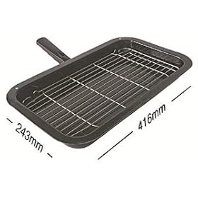 Qualtex UNIVERSAL Replacement Cooker Oven GRILL PAN & HANDLE ASSEMBLY - 243mm x 416mm
