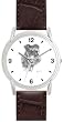 SCHNAUZER DOG (MS) - WATCHBUDDY&reg; DELUXE SILVER TONE WATCH - Brown Strap - Small Size (Standard Women's Size)