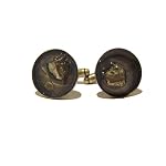 Pyrite Cufflinks 01 Fools Gold Nugget Stone Rock Gem 18mm Antiqued Brass