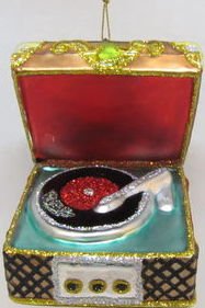 December Diamonds 60’s & 70’s Retro Record Player HandPainted Blown Glass Ornament. Perfect Gift for the Baby Boomer Music Aficionado in Your Life!