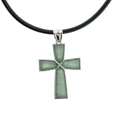 Green Aventurine Inlay Cross Frame Pendant - 35x47mm - 18-20