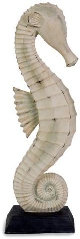 Coastal White Wash Seahorse Sculpture Statue