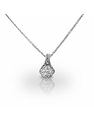 Platinum Gorgeous Diamond Flower Pendant with Rope Detailing and Milgrain accents. 3/8 CTW