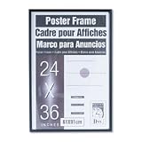 Flat Face Wood Poster Frame, Plexiglas Window, Black Laminate Outer Edge, 24x36