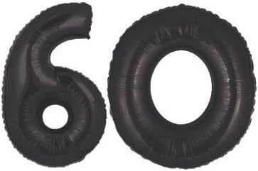 Black Large Number 60 Mylar Balloons, Large Number 60 Balloons are 40" high