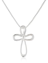 Sterling Silver Eternity Cross Pendant, 18"