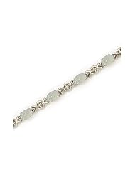 10K White Gold Oval Opal and Diamond Bracelet