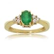 Genuine Emerald and Diamond Ring in 14 Karat Yellow Gold