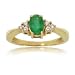 Genuine Emerald and Diamond Ring in 14 Karat Yellow Gold