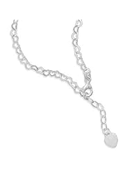 9.5 Inch+1 InchExtension Heart Link Anklet with Heart Charm
