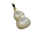 White Mother Of Pearl Chinese Gourd Pendant, 14k Gold