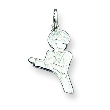 Sterling Silver Boy Martial Arts Charm with 20 inch Sterling Silver Chain