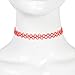 Jane Stone Choker Black Stretch Gothic Tattoo Henna Necklace (Fn1450-Red)