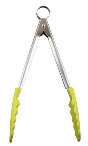 Cuisipro 9.5-Inch Silicone Locking Tongs, Apple Green