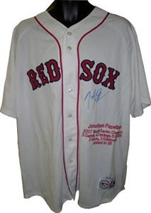 Jonathan Papelbon Signed Boston Red Sox White Jersey w/ 2007 WS patch and Embroidered Stats