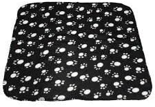 Cute Handcrafted Cozy Warm Paw Print Pet Dog Cat Fleece Blanket Mats (Black)