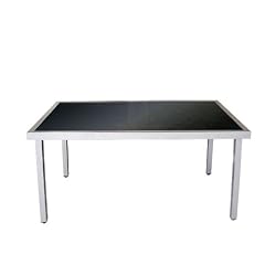 Gartentisch Glastisch Aluminium 150x90cm - Silber/Schw.