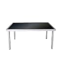 Gartentisch Glastisch Aluminium 150x90cm - Silber/Schw.