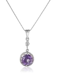 Sterling Silver Gemstone and Created White Sapphire Dangle Pendant Necklace, 18" (2.10 cttw)