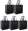 Reusable Grocery Tote Bag Black 5 Pack