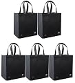 Reusable Grocery Tote Bag Black 5 Pack