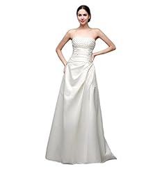 Strapless Floor Length Corset Empire   Waistline  Satin  Dress with a Court Train  With Pearls