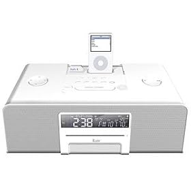 iLuv i199 High-Fidelity Bluetooth Speaker System with AM/FM, CD, Dual Alarm, and Dock for iPod (White)