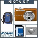 Nikon Coolpix S3000 Digital Camera Kit,- Orange - with 4GB SD Memory Card, Camera Case, 2 Year Extended Service Coverage,