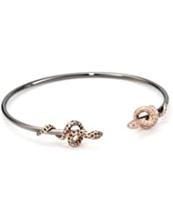 Borgioni Snake Rose Gold Accent Open Cuff Bracelet