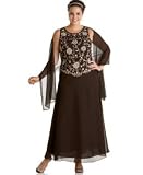 J Kara Plus Size Sleeveless Scoop-Neck Beaded Dress with Wrap