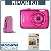Nikon Coolpix S01 10.1 Megapixel Digital Camera with 3x Optical Zoom, HD Movie (720p), Pink - Bundle - Camera case & Pro Screen Protector Kit
