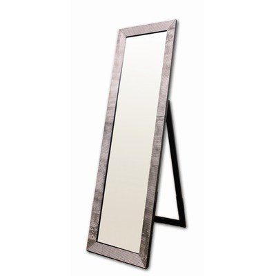 ORE International Rectangular Black with Pearl-Like Studs Floor Mirror