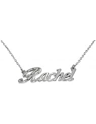 Name Necklaces Rachel - Personalized Necklace White Gold Plated 18K, Belcher Chain, 2mm Thick