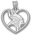 Minnesota Vikings Solid Sterling Silver Viking Logo Heart Pendant