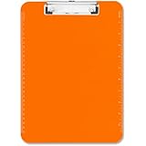 Sparco SPR01866 Transparent Plastic Clipboard, Flat Clip, 9X12x7/64, Neon Orange
