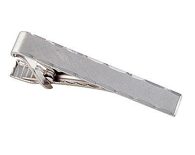 Silver Plated Etched Tie Clip