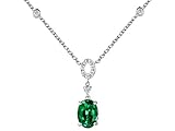 Original Star K(tm) Oval Simulated Emerald Necklace in 925 Sterling Silver