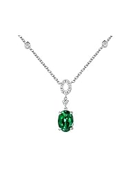 Original Star K (tm) Oval Simulated Emerald Necklace in 925 Sterling Silver