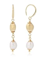 Perlaviva Pendientes Cultured Pearl Baroque Nugget Drop Amarillo / Blanco
