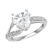 .925 Sterling Silver Promise Ring With Heart Cubic Zirconia In three Prong Setting With Paved sides