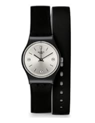 Swatch LB177 Ton Etoile Grey Analog Dial Black Silicone Strap Women Watch NEW