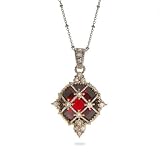Eve's Addiction Designer Inspired Ornate Vintage Garnet CZ and Cable Pendant