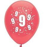 Age 9 Assorted Latex Balloons - 11 inch (Pack of 6)